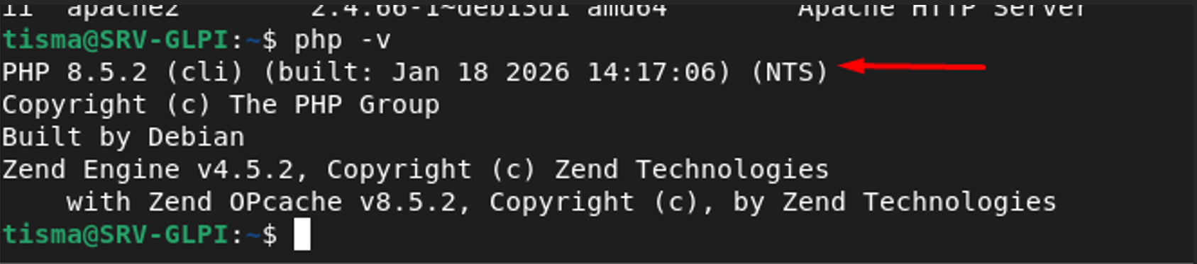 Vérification version PHP