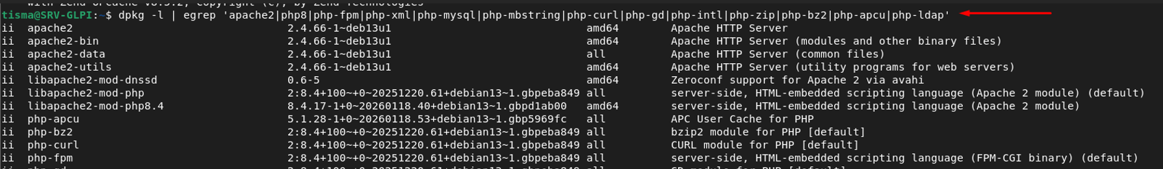 Extensions PHP installées