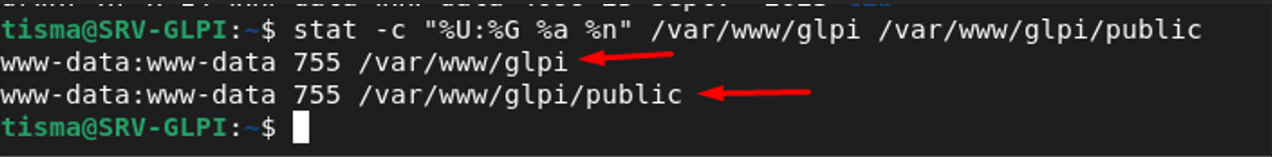 Droits et propriétaire /var/www/glpi