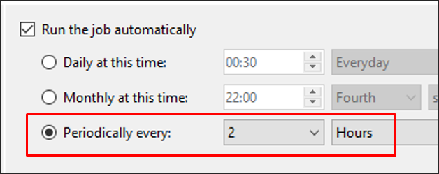 Paramétrage fréquence Hyper Backup