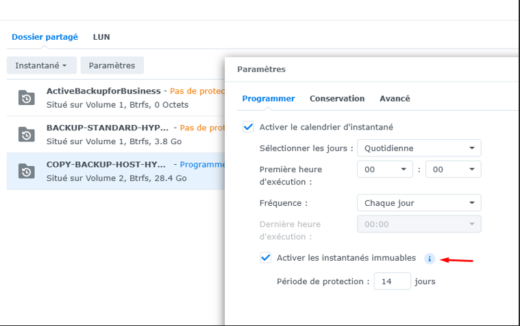 Snapshot Réplication Immutabilité