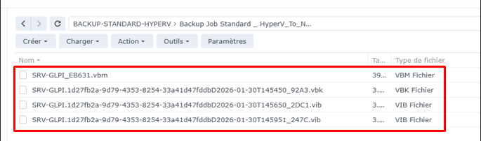 Fichiers backup repository NAS