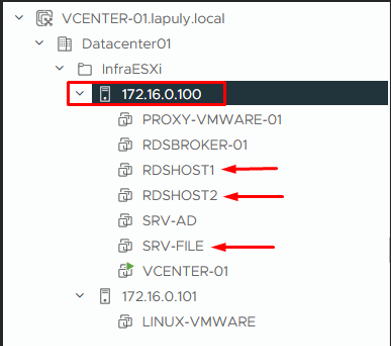 ESXi 172.16.0.100 hors service
