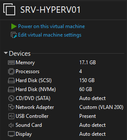 SRV-HYPERV01 — configuration de l'hyperviseur HS